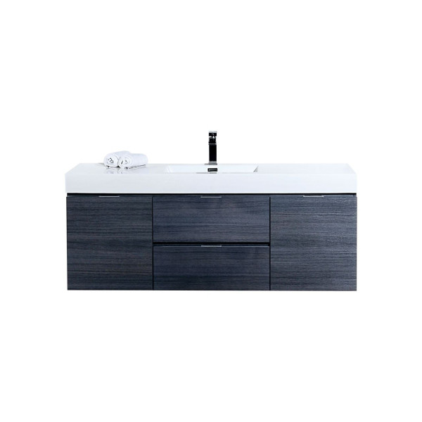 KubeBath BSL60S Bliss 60" Single Sink Wall Mount Modern Bathroom Vanity