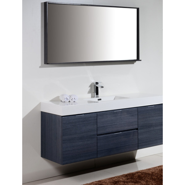 KubeBath BSL60S Bliss 60" Single Sink Wall Mount Modern Bathroom Vanity