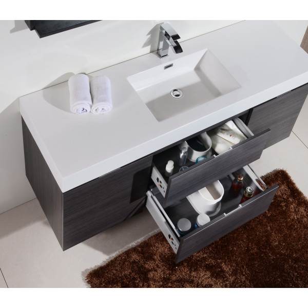 KubeBath BSL60S Bliss 60" Single Sink Wall Mount Modern Bathroom Vanity
