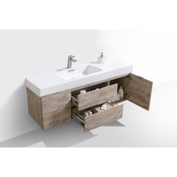 KubeBath BSL60S Bliss 60" Single Sink Wall Mount Modern Bathroom Vanity