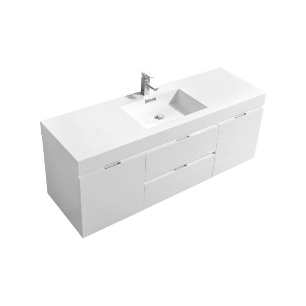 KubeBath BSL60S Bliss 60" Single Sink Wall Mount Modern Bathroom Vanity