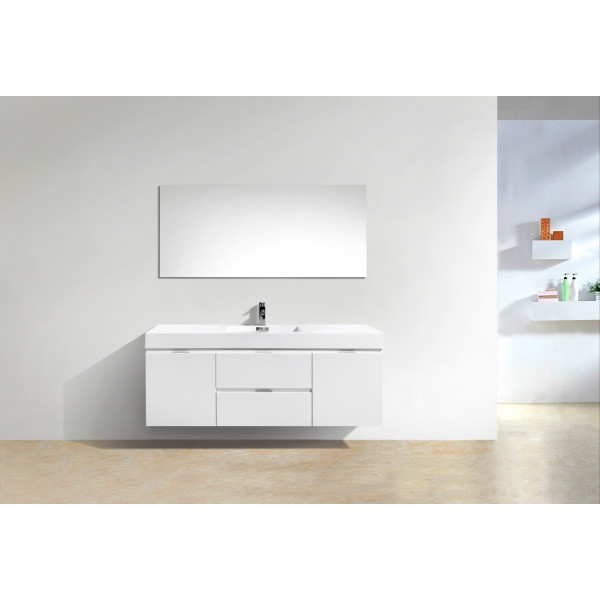KubeBath BSL60S Bliss 60" Single Sink Wall Mount Modern Bathroom Vanity