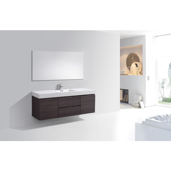 KubeBath BSL60S Bliss 60" Single Sink Wall Mount Modern Bathroom Vanity