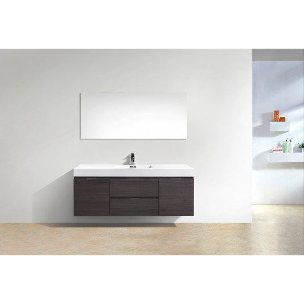 KubeBath BSL60S Bliss 60" Single Sink Wall Mount Modern Bathroom Vanity