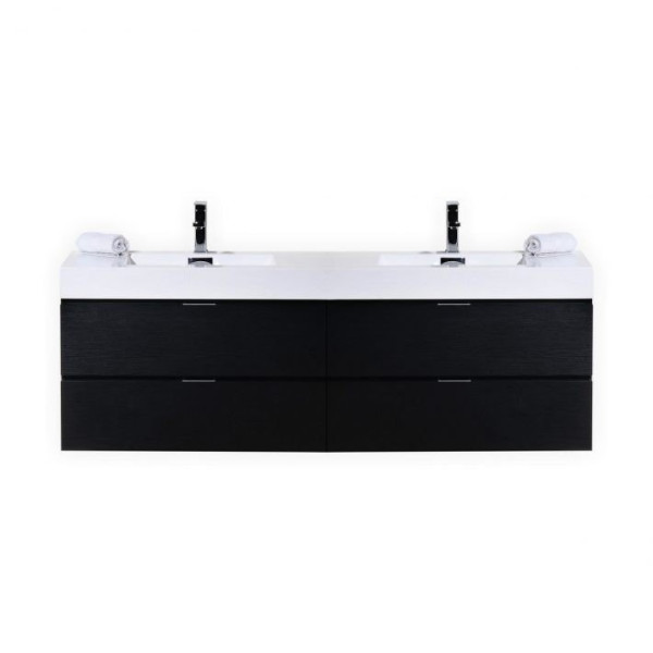 KubeBath BSL72D Bliss 72" Double Sink Wall Mount Modern Bathroom Vanity