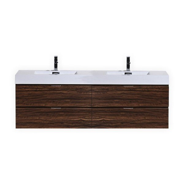 KubeBath BSL72D Bliss 72" Double Sink Wall Mount Modern Bathroom Vanity