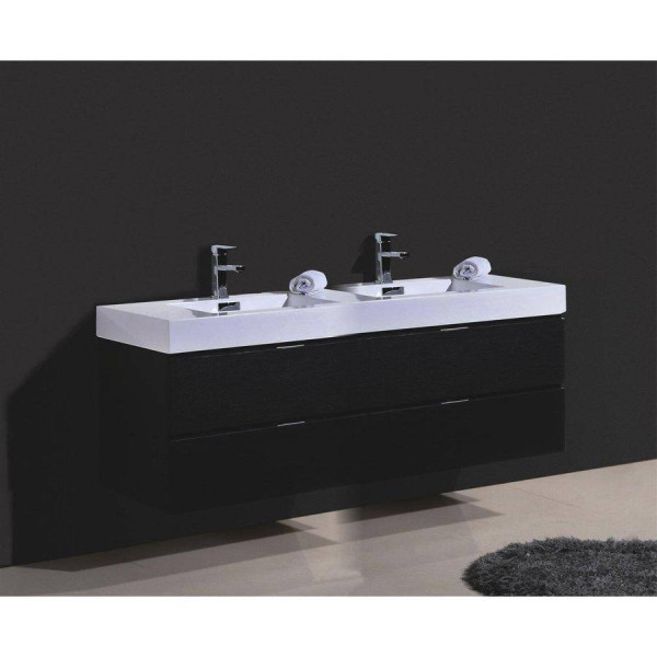 KubeBath BSL80D Bliss 80" Double Sink Wall Mount Modern Bathroom Vanity