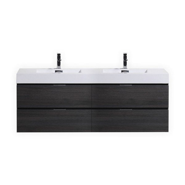 KubeBath BSL80D Bliss 80" Double Sink Wall Mount Modern Bathroom Vanity
