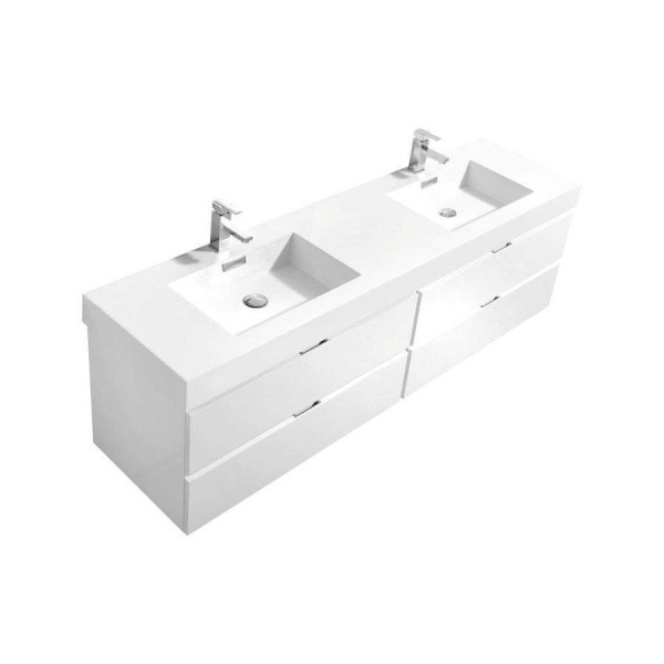 KubeBath BSL80D Bliss 80" Double Sink Wall Mount Modern Bathroom Vanity