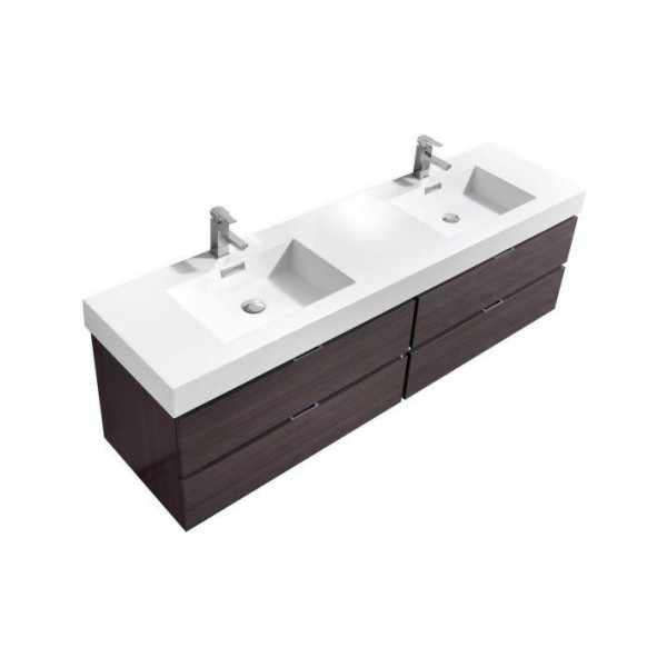 KubeBath BSL80D Bliss 80" Double Sink Wall Mount Modern Bathroom Vanity