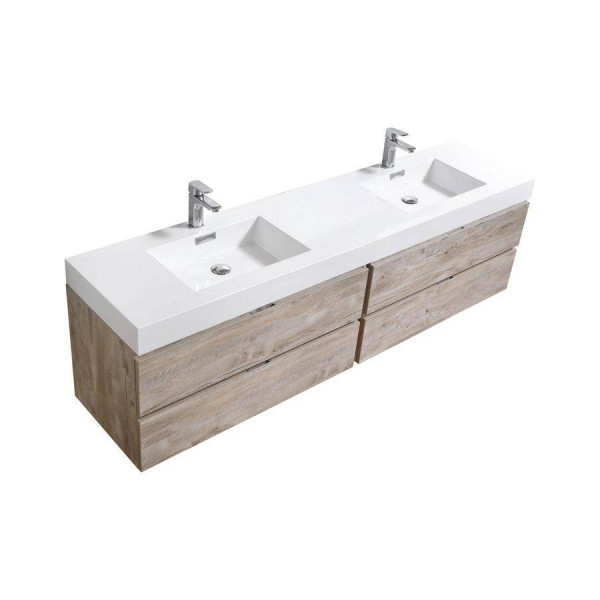 KubeBath BSL80D Bliss 80" Double Sink Wall Mount Modern Bathroom Vanity