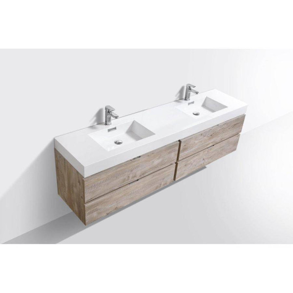 KubeBath BSL80D Bliss 80" Double Sink Wall Mount Modern Bathroom Vanity