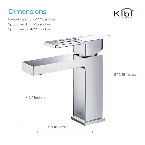 KIBI C-KBF1002CH-KPW100CH Cubic Bathroom Vanity Faucet with Pop Up Drain