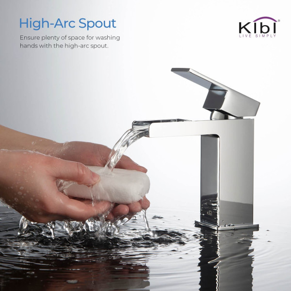 KIBI C-KBF1004CH-KPW100CH Waterfall Bathroom Vanity Faucet with Pop Up Drain