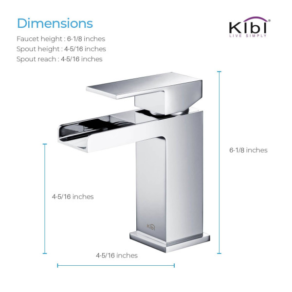 KIBI C-KBF1004CH-KPW100CH Waterfall Bathroom Vanity Faucet with Pop Up Drain