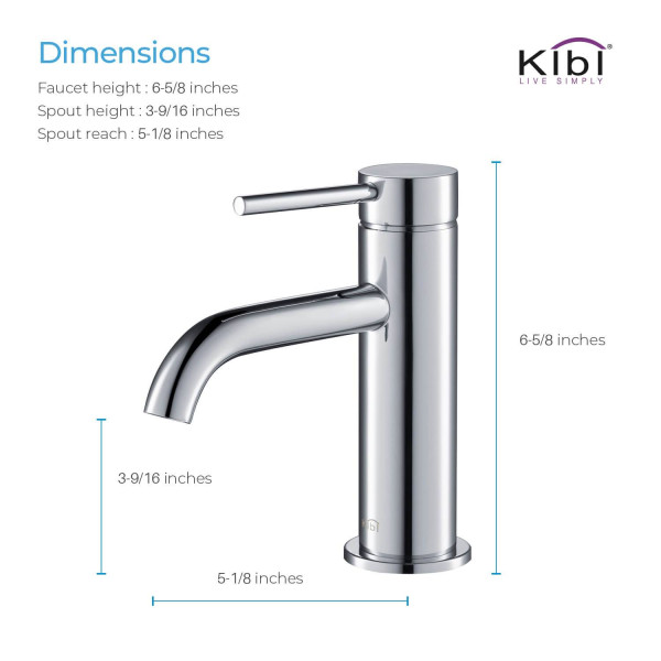 KIBI C-KBF1008CH-KPW100CH Circular Bathroom Vanity Faucet with Pop Up Drain