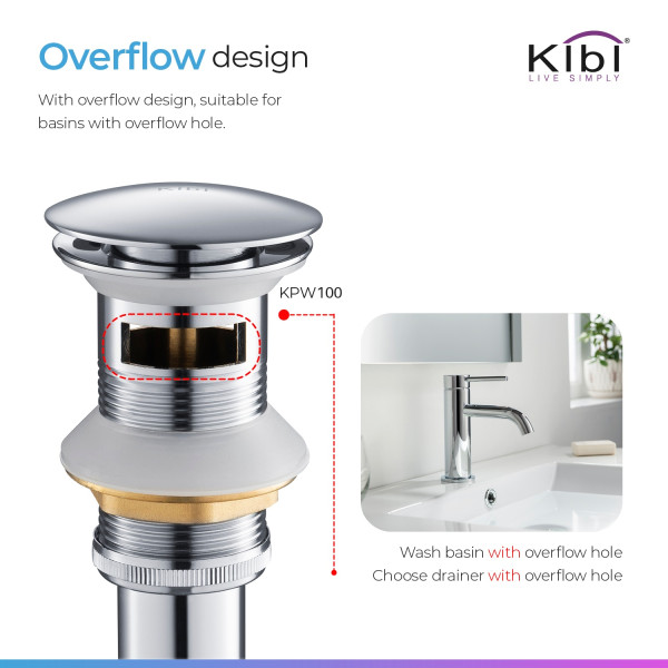 KIBI C-KBF1012CH-KPW100CH Victorian Bathroom Vanity Faucet with Pop Up Drain