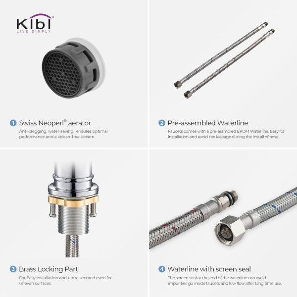 KIBI C-KBF1012CH-KPW100CH Victorian Bathroom Vanity Faucet with Pop Up Drain