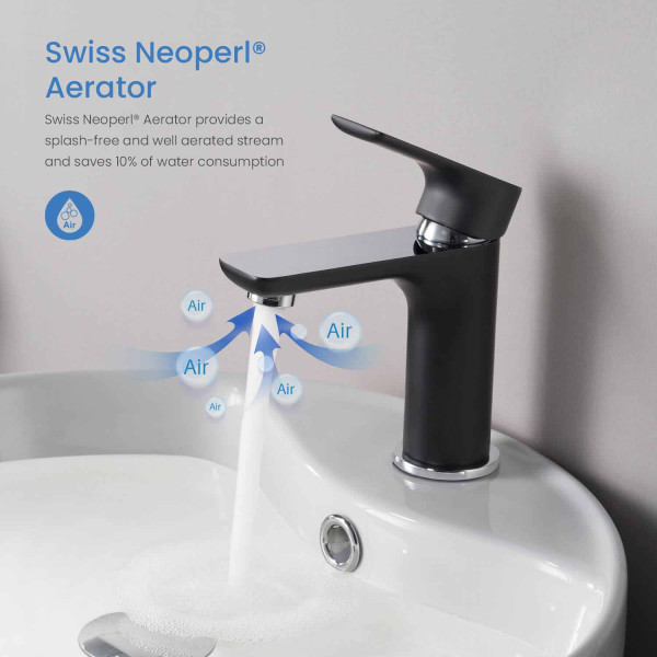 KIBI C-KBF1019CB-KPW100CH Tender Bathroom Vanity Sink Faucet with Pop Up Drain