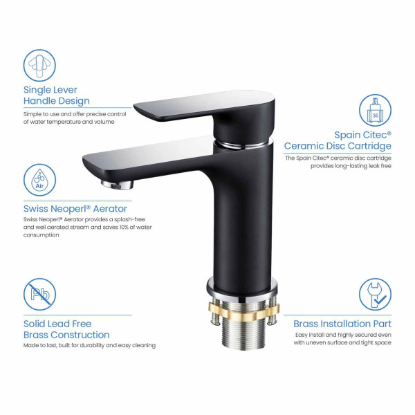 KIBI C-KBF1019CB-KPW100CH Tender Bathroom Vanity Sink Faucet with Pop Up Drain