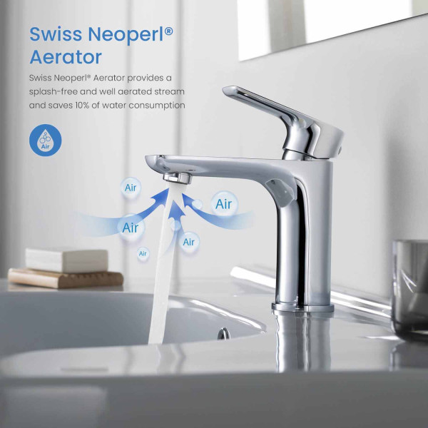 KIBI C-KBF1019CH-KPW100CH Tender Bathroom Vanity Sink Faucet with Pop Up Drain
