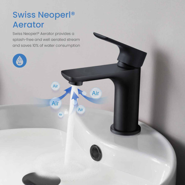 KIBI C-KBF1019MB-KPW100MB Tender Bathroom Vanity Sink Faucet with Pop Up Drain