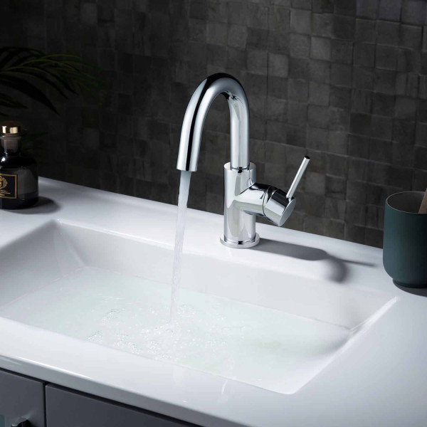 KIBI C-KBF1021CH-KPW100CH Circular Single Handle High-Arc Bathroom Sink Faucet