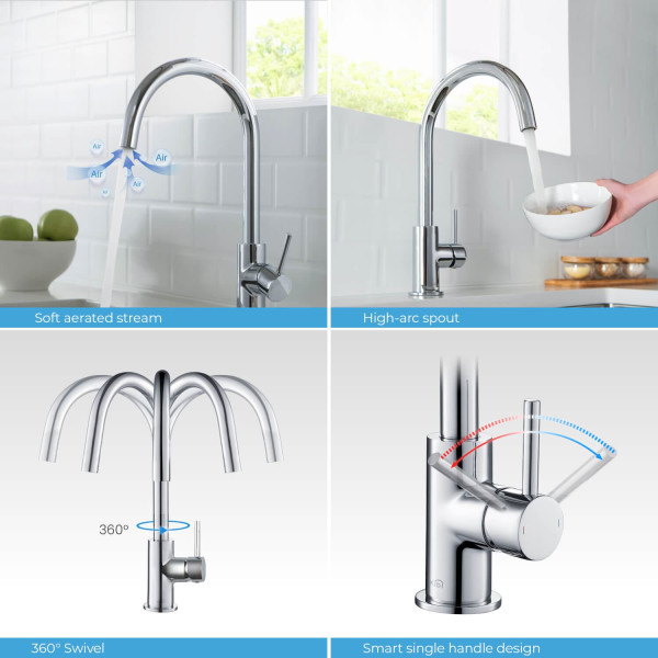 KIBI C-KKF2001CH-KSD100CH Lowa Single Handle Bar Sink Faucet with Soap Dispenser