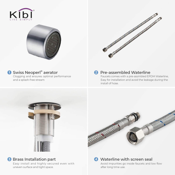 KIBI C-KKF2001CH-KSD100CH Lowa Single Handle Bar Sink Faucet with Soap Dispenser
