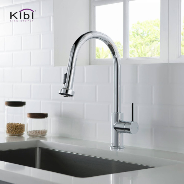 KIBI C-KKF2002CH-KSD100CH Casa Single Handle Kitchen Faucet with Soap Dispenser