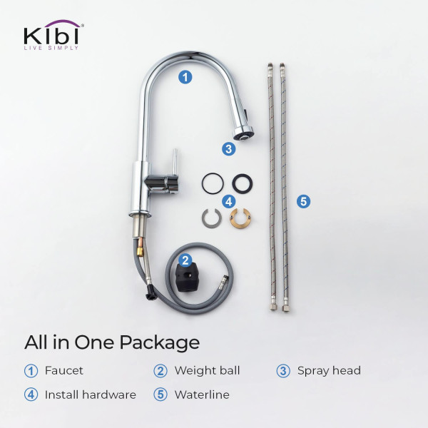 KIBI C-KKF2002CH-KSD100CH Casa Single Handle Kitchen Faucet with Soap Dispenser