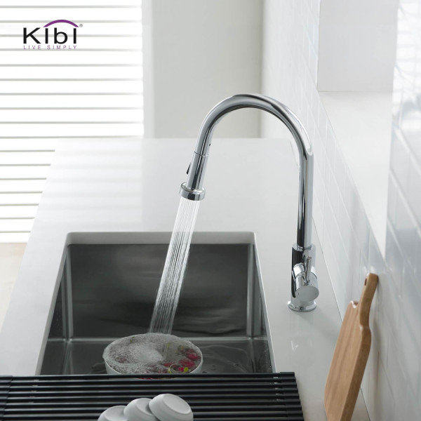 KIBI C-KKF2002CH-KSD100CH Casa Single Handle Kitchen Faucet with Soap Dispenser