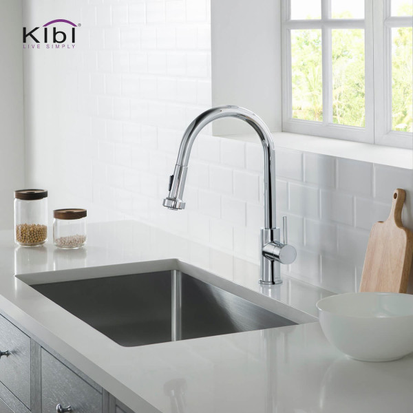 KIBI C-KKF2002CH-KSD100CH Casa Single Handle Kitchen Faucet with Soap Dispenser