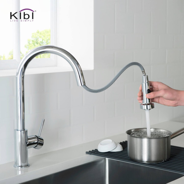 KIBI C-KKF2002CH-KSD100CH Casa Single Handle Kitchen Faucet with Soap Dispenser