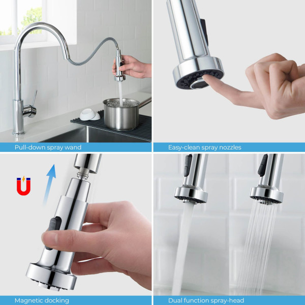 KIBI C-KKF2002CH-KSD100CH Casa Single Handle Kitchen Faucet with Soap Dispenser