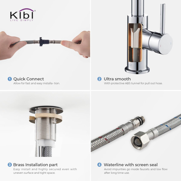 KIBI C-KKF2002CH-KSD100CH Casa Single Handle Kitchen Faucet with Soap Dispenser