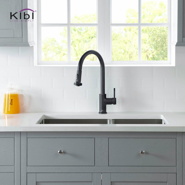 KIBI C-KKF2002MB-KSD100MB Casa Single Handle Kitchen Faucet with Soap Dispenser