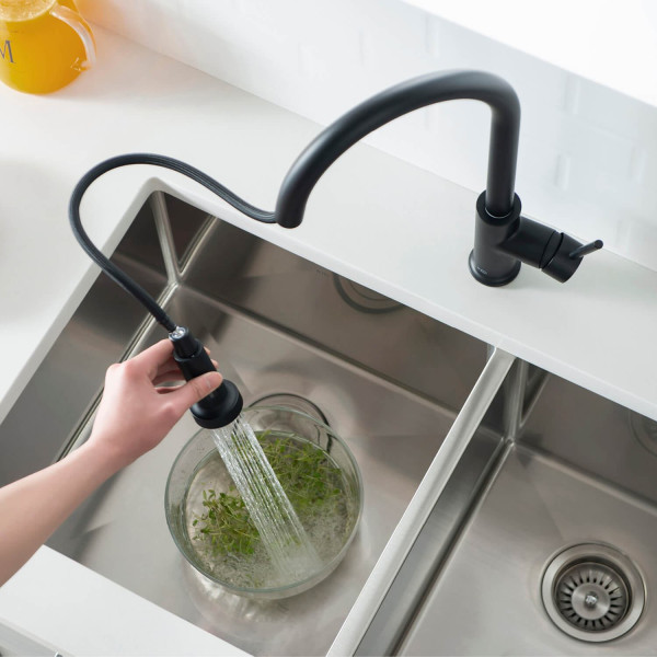 KIBI C-KKF2002MB-KSD100MB Casa Single Handle Kitchen Faucet with Soap Dispenser
