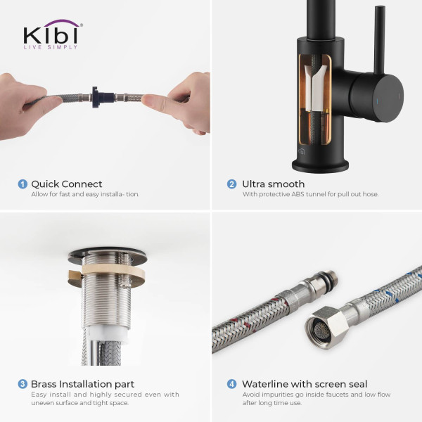 KIBI C-KKF2002MB-KSD100MB Casa Single Handle Kitchen Faucet with Soap Dispenser