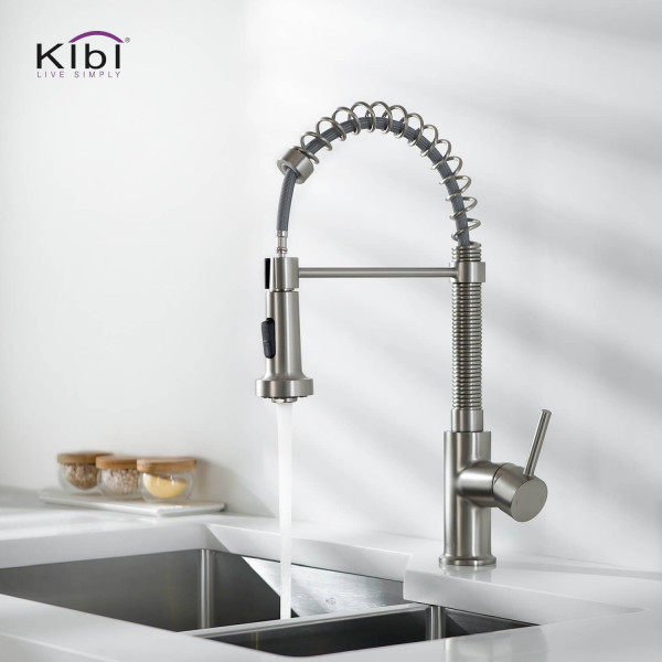 KIBI C-KKF2003BN-KSD100BN Aurora Pull Down Kitchen Sink Faucet w/ Soap Dispenser