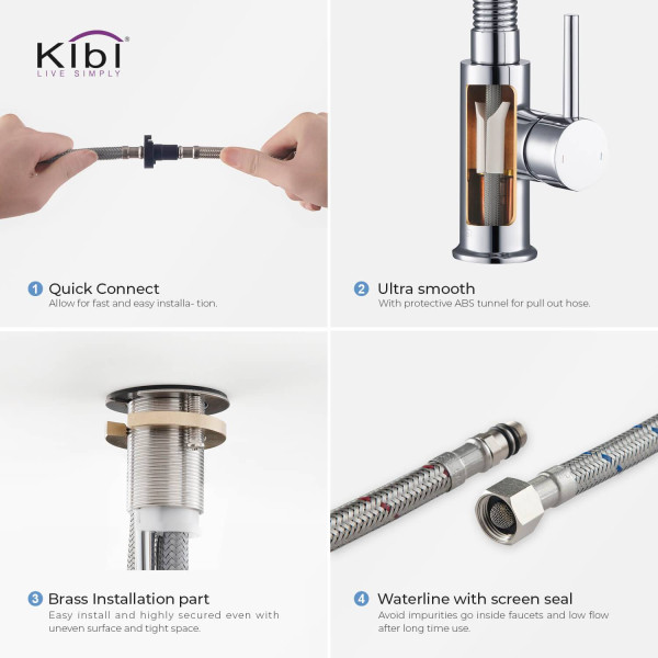 KIBI C-KKF2003CH-KSD100CH Aurora Single Handle Kitchen Faucet w/ Soap Dispenser