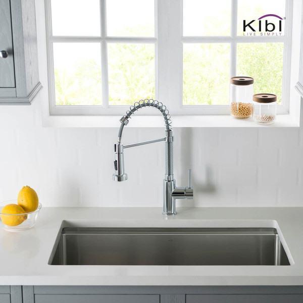 KIBI C-KKF2003CH-KSD100CH Aurora Single Handle Kitchen Faucet w/ Soap Dispenser