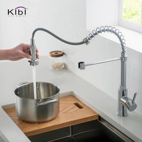 KIBI C-KKF2003CH-KSD100CH Aurora Single Handle Kitchen Faucet w/ Soap Dispenser