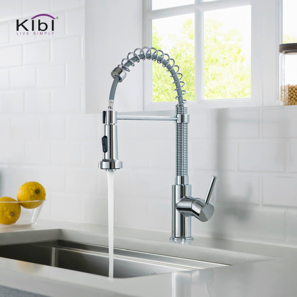 KIBI C-KKF2003CH-KSD100CH Aurora Single Handle Kitchen Faucet w/ Soap Dispenser