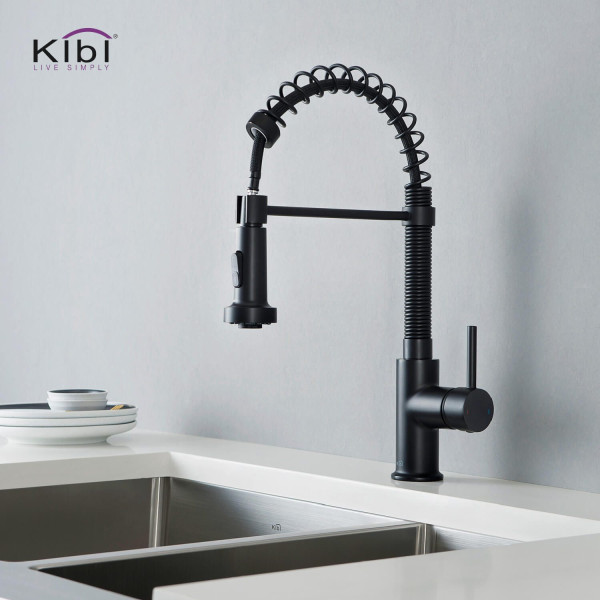 KIBI C-KKF2003MB-KSD100MB Aurora Single Handle Kitchen Faucet w/ Soap Dispenser