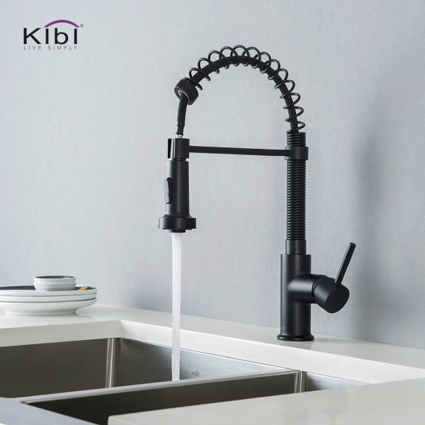 KIBI C-KKF2003MB-KSD100MB Aurora Single Handle Kitchen Faucet w/ Soap Dispenser