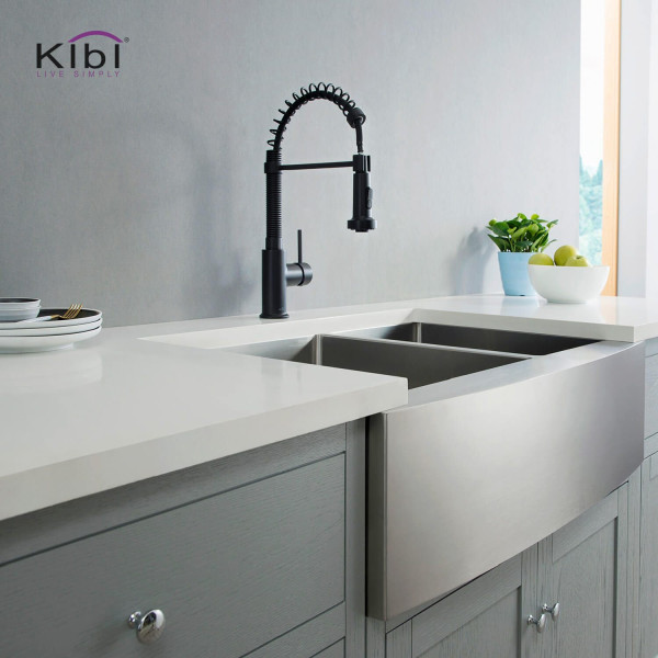 KIBI C-KKF2003MB-KSD100MB Aurora Single Handle Kitchen Faucet w/ Soap Dispenser
