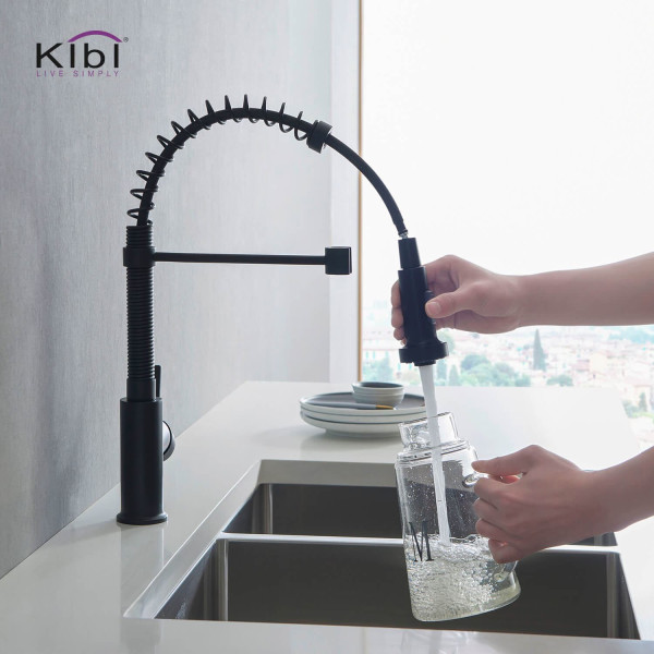 KIBI C-KKF2003MB-KSD100MB Aurora Single Handle Kitchen Faucet w/ Soap Dispenser