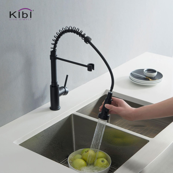 KIBI C-KKF2003MB-KSD100MB Aurora Single Handle Kitchen Faucet w/ Soap Dispenser