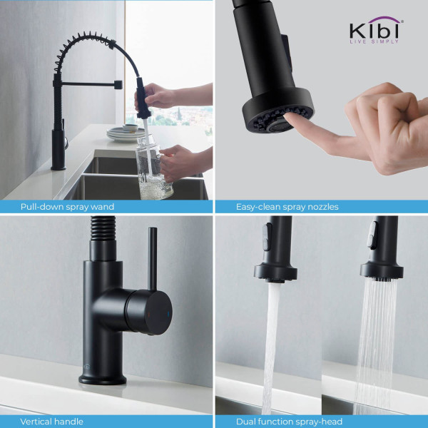 KIBI C-KKF2003MB-KSD100MB Aurora Single Handle Kitchen Faucet w/ Soap Dispenser